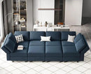 Belffin Modular Sectional Sofa with Storage Chaises Sectional Sleeper Sofa Couch 8 Seat Sectional Bed Blue by CozyNest Decor