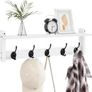 Homode Coat Rack with Wall Shelf and Hooks - 24 Inch Long, Wooden Hanging Coat Hanger with Hat Shelf for Entryway, Bathroom, Mudroom, White by CozyNest Decor