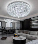 23.6'' Modern Crystal Chandeliers LED Dimmable Flush Mount Ceiling Chandeliers for Living Room Entrance Foyer Bedroom Silver by CozyNest Decor