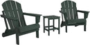 WO Home Furniture Adirondack Chairs Table Set of 3 PCS Outdoor Folding Chairs Side End Table Weather/UV Resistant for Lawn, Garden, Bon Fire, Balcony (Dark Green) by GreenHaven Gardens