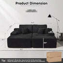 ovios 81" Oversized Sectional Double Lounge Chaise with Cloud Plush Sofa Bed, No Assembly Required, Fluffy Modern Sleeper Loveseat Chair for Indoor Living Room Bedroom Reading, Black (Corduroy Fabric) by CozyNest Decor