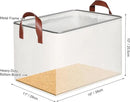 KEEGH Storage Baskets for Organizing, Fabric Storage Bins with Leather Handles, Shelf Baskets for Closet Organization, 15" L x 11" W x 10" H, White, 4 Pack by CozyNest Decor