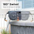 Giraffe Tools Retractable Garden Hose Reel 5/8 inch x 90 ft Hose Reels for Outside, Wall Mounted Water Hose Reel with 180 Deg Swivel Bracket, Any Length Lock, 9 Pattern Hose Nozzle by GreenHaven Gardens