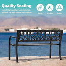 AVAWING Outdoor Bench, 2-Person Garden Benches for Outside, Metal Frame Patio Seating with Floral Pattern Backrest, Armrests for Lawn, Park, Porch, Entryway, Black by CozyNest Decor