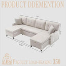 Pull Out Couch, Oversized Sleeper Sofa Couch, Sectional Sleeper Sofa Bed for Living Room Bedroom Lounge (Beige, 110 Inch) by CozyNest Decor