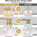 3-Light Vanity Lights with Clear Glass Shades, Brushed Gold Bathroom Light Fixtures Over Mirror, Modern Bathroom Wall Lamp for Mirror Living Room Cabinet Bedroom Porch by CozyNest Decor