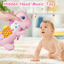 Baby Dino Plush Soft Stuffed Animal Toy for 0-3-6-12+ Months,Infant Musical Toy with Rattle,Squeaker,Sensory Crinkle,Teether & Textures,Tummy Time Toys Christmas Baby Gift for Newborn Girl(Pink) by TinyTreasures Baby Boutique