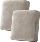 H.VERSAILTEX Velvet Stretch Couch Cushion Cover Plush Cushion Slipcover for Loveseat Cushion Furniture Protector Seat Cushion Sofa Cover (2 Piece Medium Sofa Cushion Covers, Oatmeal) by CozyNest Decor