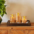 Homemory Amber Glass Flameless Candles, Battery Operated LED Pillar Candles with Remote Control and Timer, Radiance Candles, Real Wax, Set of 3,D3 xH4 5" 6" by CozyNest Decor