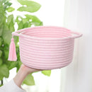 Small Cute Empty Gift Basket Little Woven Rope Organizer Baskets for Baby Shower Gifting, Makeup Brushes Holder, Bathroom- Decorative Vanity Storage Bins - 2 Pack, Pre-Shaped, Pastel Pink by TinyTreasures Baby Boutique
