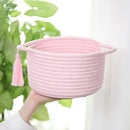 Empty Gift Basket – SweetMemo Mini Woven Rope Organizer Baskets for Gifting, Baby Shower, Desk, Makeup Brushes, Bathroom, Shelves – Small Decorative Storage Bin with Gift Bag & Ribbon – Blush Pink by CozyNest Decor