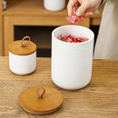 Ceramic Canisters Sets for Kitchen, Airtight Canister with Bamboo Lid, Ceramic Coffee Canister Kitchen Canisters for Countertop, Flour and Sugar Containers for Food Storage Jars, White, Set of 3 by CozyNest Decor