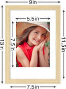 Vittanly 8x12 Picture Frames Set of 9, Shatter Resistant Plexiglass, Display 6x8 Pictures with Mat or 8x12 without Mat, Photo Frames for Wall or Tabletop, Engineered Wood, OAK by CozyNest Decor