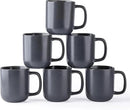 AmorArc 14oz Coffee Mugs Set of 6, Ceramic Coffee Mugs with Large Handle & Wavy Rim for Latte/Hot Cocoa/Tea, Stylish Coffee Cups for Men Women. Oven,Dishwasher&Microwave Safe, Dark Gray by CozyNest Decor