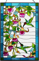VEWOGARDEN W10xH15 inch Hummingbird Stained Glass Window Hangings, Suncatcher Panel with Chain for Wall or Windows by GreenHaven Gardens