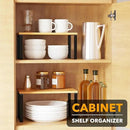 SpaceAid Cabinet Shelf Organizers 2 Pack, Kitchen Counter Rack Shelves Riser, Stackable Expandable Spice Rack, Pantry Cupboard Storage Organization (Black and Natural, Short) by CozyNest Decor