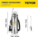 Happybuy 3 Gallon Stainless Steel Sprayer, 20" Wand & 3FT Reinforced Hose, Hand Pump Sprayer with Pressure Gauge, Safety Valve & Adjustable Nozzle, Weed Sprayers for Lawn, Gardening & Sanitizing by GreenHaven Gardens