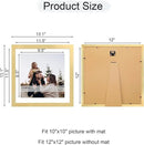 12x12 Picture Frame Set of 4, 12 x 12 Wood Photo Frames with Mat for 10x10 or 30x30cm Diamond Painting Art, Wooden Frame with Real Glass Cover for Wall and Tabletop Display,Gold by CozyNest Decor
