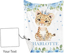 Personalized Nursery Crib Bedding Set: Custom Name Blue Floral 5 Piece Baby Crib Sets with Leopard Theme - Toddler Double Layer Blanket Set, Comfortable Crib Bed Sheets for Baby Grils by TinyTreasures Baby Boutique