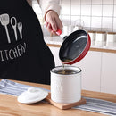 Ceramic Bacon Grease Container Keeper with Strainer,1L Frying Oil Storage Can White by CozyNest Decor