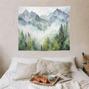 HZOHNAGO Mountain Tapestry Misty Green Forest Mountain Pattern Printed Wall Tapestry Wall Hanging for Bedroom Living Room Dorm 60" W x 50" H by CozyNest Decor
