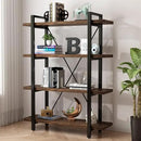 4 Tier Bookshelf Solid Wood Bookcase and Book Shelves Wood and Metal Shelving Rustic Open Bookshelf Office,Distressed Brown (AY-02-4Tier) by CozyNest Decor