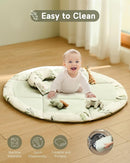 Fortella Baby Play Gym & Activity Mat, Tummy Time Mat w 5 Detachable Toys and Pillow, Large Sensory Playmat for Floor, Newborn Infant Baby Essentials Shower Gift 0-3-6-9-12 Months (Sage Green) by TinyTreasures Baby Boutique