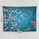 Houselerax Japanese Koi Fish Tapestry, Cherry Blossoms Asian Oriental Green Teal Flower Branch Koi Fish Carp Tapestries Wall Hanging for Bedroom Living Room Office Decor 80"x60" by CozyNest Decor