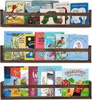 AZSKY Nursery Book Shelves 24 in Set of 3 Walnut Floating Bookshelf for Kids Room Wall Mounted Floating Shelves Solid Nursery Bookshelf Perfect Decor for Kitchen Bedroom Living Room by TinyTreasures Baby Boutique