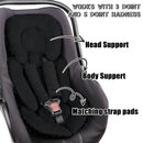 Infant Car Seat Insert Head and Body Support, GFU Reversible Newborn Insert for Carseat with Strap Pads, Soft Stroller Cushion Pillow Insert for Boys and Girls, Fits for Stroller, Swing, Black by TinyTreasures Baby Boutique