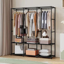 SORCEDAS Portable Closet Wardrobe Storage Organizer Metal Hanging Rack Non-Woven Fabric 50 Inch (Black) by CozyNest Decor
