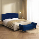 Storage Ottoman Bench for Bedroom, 63" End of Bed Bench with Rolled Arms Upholstered Ottoman Bench Fit for Bedroom, Living Room, Entryway, Velvet Navy Blue by CozyNest Decor