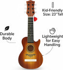 23" Acoustic Guitar, Kids 6 String Toy Guitar - Realistic Steel Strings - Beginner Practice First Musical Instrument for Children, Toddlers (Brown) by TinyTreasures Baby Boutique