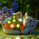 Solar Dragon Statue with Succulent Lights - Dragon Garden Sculptures & Statues，Garden Decor for Outdoor Yard Art Ornaments 9.1inch (Gray) by GreenHaven Gardens