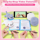 Crochet Kit for Beginners - 2PCS Kitty Crochet Kit with Step-by-Step Video Tutorials, Crochet Starter Kit for Adults and Kids, Learn to Crochet Cat, Beginner Crocheting Kit Easy Peasy Yarn by TinyTreasures Baby Boutique