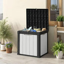 50 Gallon Storage Box, Waterproof Deck Box for Indoor & Outdoor Use, Lockable Pool Storage Bin for Package Delivery, Outdoor Bench for Patio Cushions, Garden Tools, Backyard, Black & White by GreenHaven Gardens