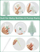 Momcozy Bottle Brush Kit, Innovative Push-Press Design for Better Cleaning - Baby Bottle Cleaner Brush for Baby Bottle, Breast Pumps, Nipples, and More - Can Generate Foam for Better Cleaning, Green by TinyTreasures Baby Boutique