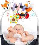 Jollybaby Baby Car Seat Stroller Toys, Plush Activity Hanging Spiral Activity Pram Crib with Music Box, Rattles, Squeaker for Babies Infant Boys Girls(Orange Fox) by TinyTreasures Baby Boutique