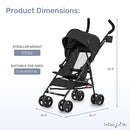 Dream On Me Rover Convenience Baby Stroller in Black, Lightweight & Compact Umbrella Stroller, Easy one-Hand fold Travel Stroller, Lockable Rear Wheels, Removable & Adjustable Canopy by TinyTreasures Baby Boutique