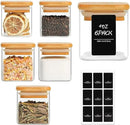 ComSaf Spice Jars with Labels 4 oz 6Pack, Small Spice Containers Starter Set, Glass Seasoning Jars with Lids, Square Seasoning Containers for Salt, Pepper, Chili Powder, Sugar, Ginger Ground, Cumin by CozyNest Decor