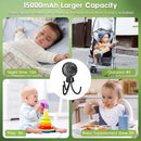 50H Portable Stroller Fan, 15000mAh Ultra-Long Battery Powered Rechargeable Personal Fans, Tripod Clip Fan with Auto Rotation，3 Speed Desk Handheld Cooling for Travel Car Seat Bedroom by TinyTreasures Baby Boutique