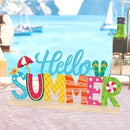 COCHIE Metal Hello Summer Sign, Summer Decorations for Home, Office, Shelf, Mantel, Indoor, Beach Slippers Tabletop Centerpiece Decoration, Watermelon Red Decor (Beach) by CozyNest Decor