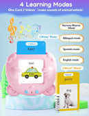 Spanish & English Talking Flash Cards for Toddlers, 510 Sight Words Bilingual Pink Educational Toys for Girls, Autism Sensory Speech Therapy Toys, Española Pocket Vocabulary Learning for Kids by TinyTreasures Baby Boutique