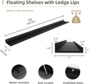 Picture Ledge Shelf, Wood Long Floating Shelves for Wall, Set of 2, 56 inch Picture Ledge Shelves, Photo Ledge Nursery Book Shelves Wall Mounted for Living Room Kids' Room Bedroom, Color Black by TinyTreasures Baby Boutique