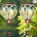 2PCS Solar Hot Air Balloon Lanterns with Flame with Shepherd's Hooks, Glass Hanging Flickering Lights Outdoor Waterproof for Garden Tree Yard Patio Mother's Day Gift, 18" H Bee by GreenHaven Gardens