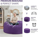 3FT Bean Bag Chair, Comfy Bean Bag Chairs with Memory Foam Filled, Fluffy Beanbag Sofa with Dutch Velvet Cover, Round BeanBag Chairs for Living Room, Playroom - Purple by TinyTreasures Baby Boutique