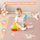 Padded Baby Play Mat, Super Soft Vegan Leather Floor Mat for Baby Girls and Boys, 48x48 Non-Slip Thick Foam Cushioned Play Mat for Babies 6-12 Months, Fits Nicely Into 50x50 Playpen Mat, Pink by TinyTreasures Baby Boutique