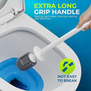 Silicone Toilet Brush and Holder Set with L-Shaped Brush Head, Wall Mounted Toilet Brush Set with Long Non-Slip Handles, Compact Toilet Bowl Cleaner Brush Suitable for RV Trailers & Bathroom (2 Pack) by CozyNest Decor
