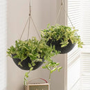 LA JOLIE MUSE Large Hanging Planters for Outdoor Plants - 13 Inch Hanging Basket for Patio Set of 2, Speckled Black by GreenHaven Gardens