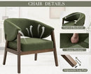 Mid-Century Modern Accent Chairs Set of 2, Comfy Barrel Armchairs with Wide Seat, Upholstered Lounge Chairs with Walnut Wood Legs for Living Room/Bedroom/Reading Corner, Linen Fabric, Deep Green by CozyNest Decor
